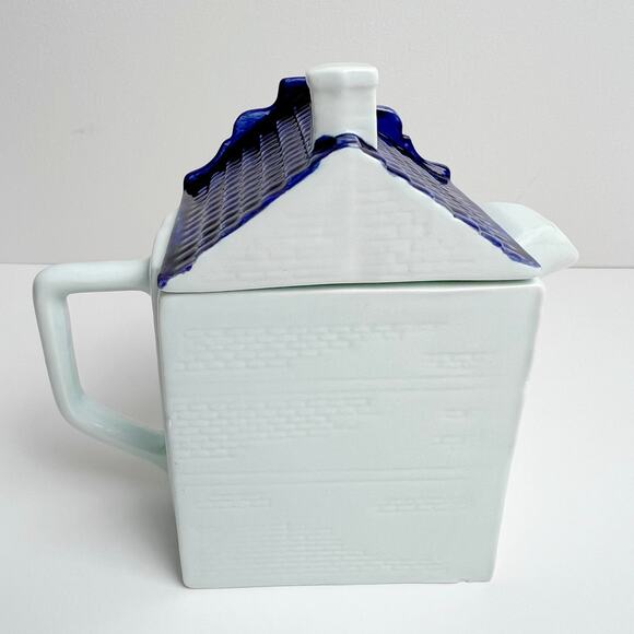 Vintage 80s Royal Delft Blauw Canal House Teapot Handpainted Blue & White - Picture 4 of 11
